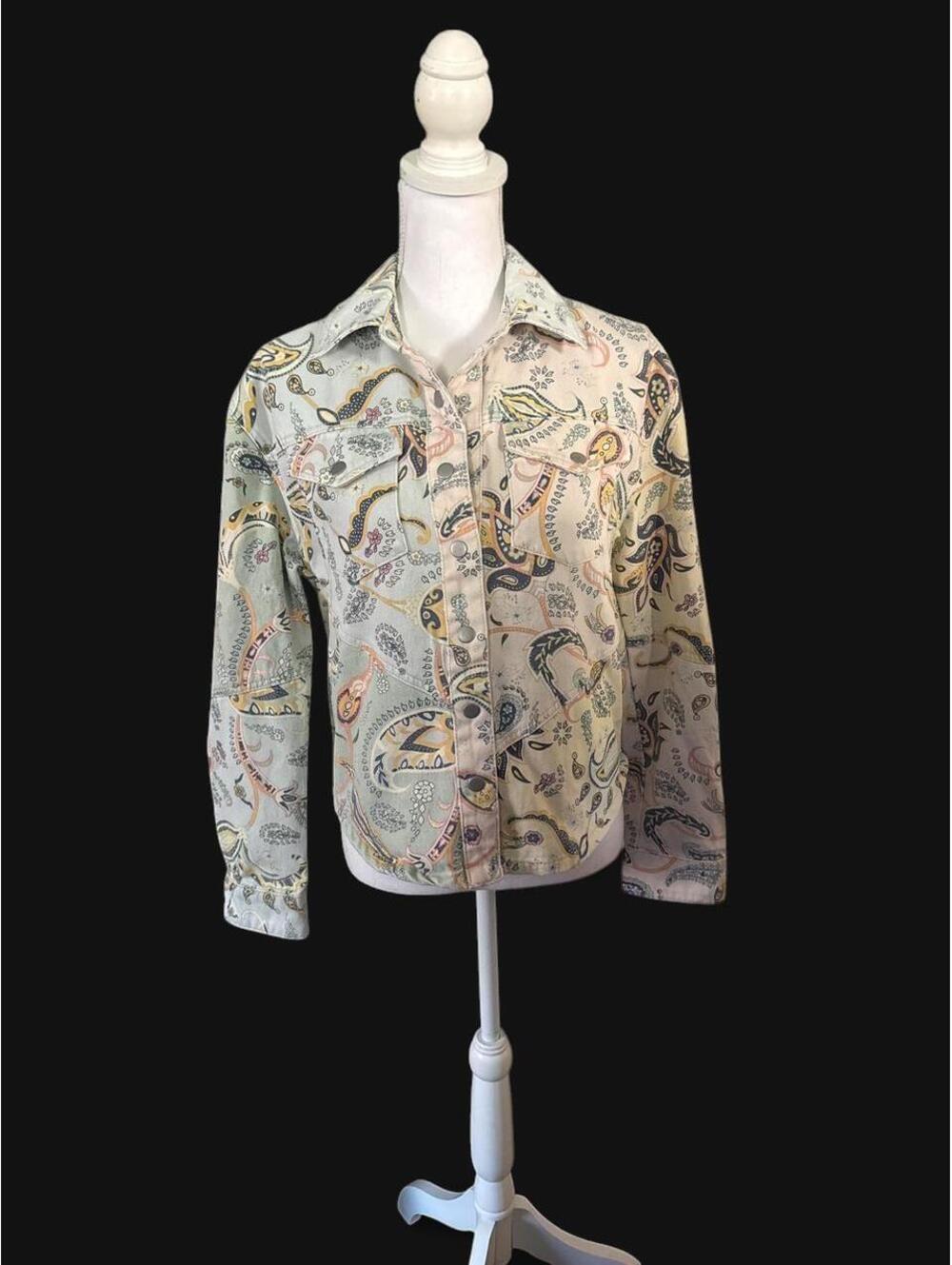 BLANK NYC XS Paisley Print Cotton Shirt Jacket Lightweight Jacket Boho NWT